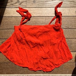 ASTR flory red poppy tie strap crop small/medium